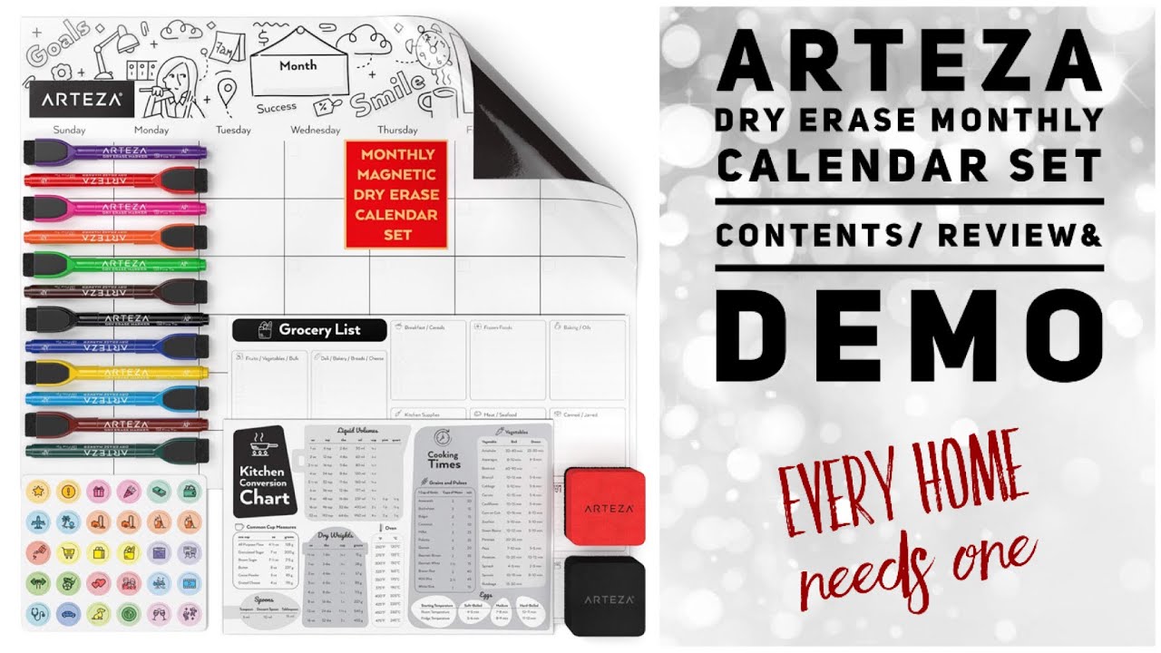 Arteza Dry Erase Monthly Calendar Contents/ Demo Every home needs one ! YouTube