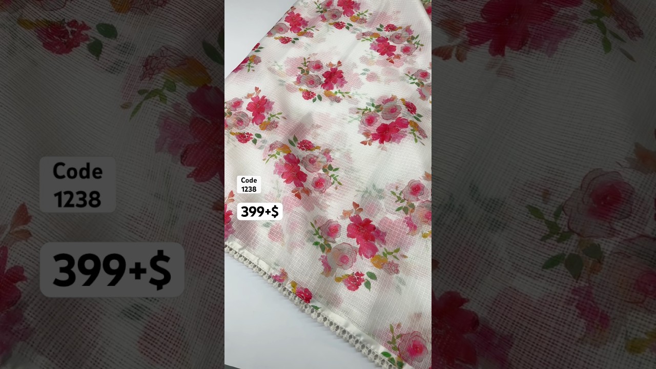 Сари Kota Chex с цветочным принтом, красивой кружевной каймой и блузкой с цветочным принтом.