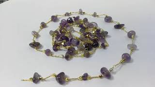 Doğal Taşlı Kuyumcu Zinciri - Mor Resimi