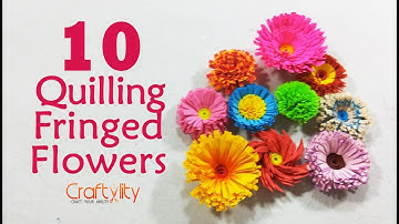 DIY 10 Quilling Fringed flowers | quilling flowers | how to make fringed flower in quilling