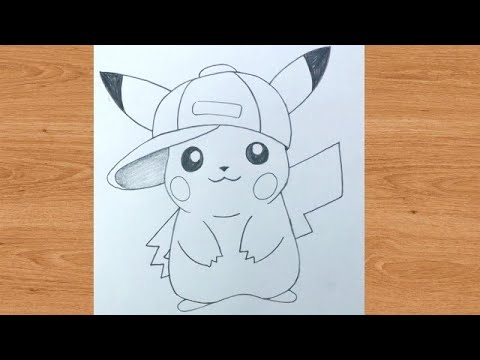 Swag pikachu pokemon in cap pencil drawing @TaposhiartsAcademy