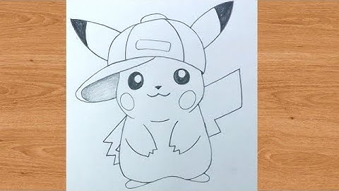 Swag pikachu pokemon in cap pencil drawing @TaposhiartsAcademy