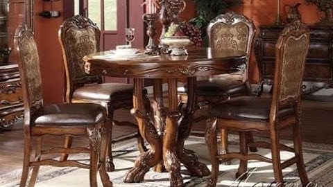 5pc Counter Height Dining Table & Stools Set in Brown Cherry Finish