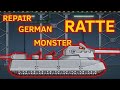 Repair German monster Ratte. Cartoons about tanks.