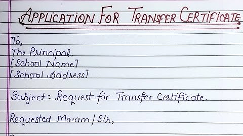 Application for TC | Write an application for transfer certificate to school #applications