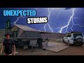 Caught in a storm camper trailer camping  taking a serious risk