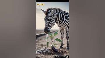 Zebra saved the brinjal tree from drying up by watering it 😭 #ai #save #tree#shorts#shorts#shortfeed