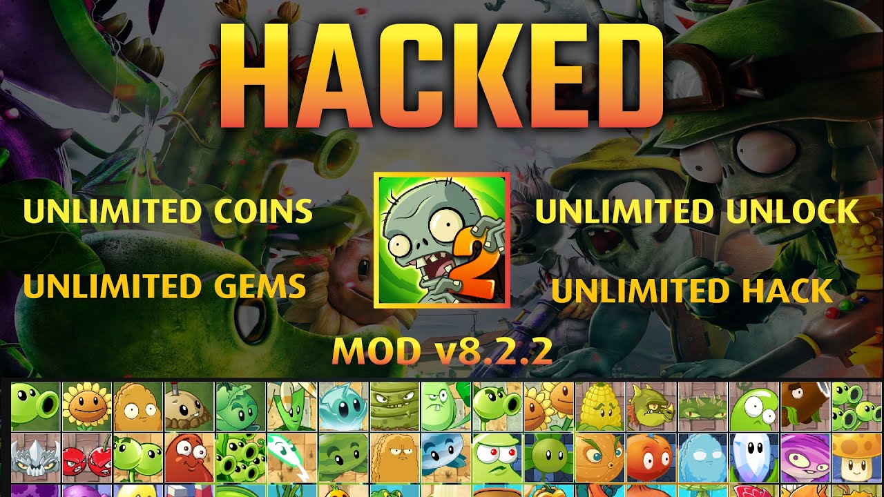 Plants VS Zombies 2 Mod Apk Unlock All Plants Unlimited