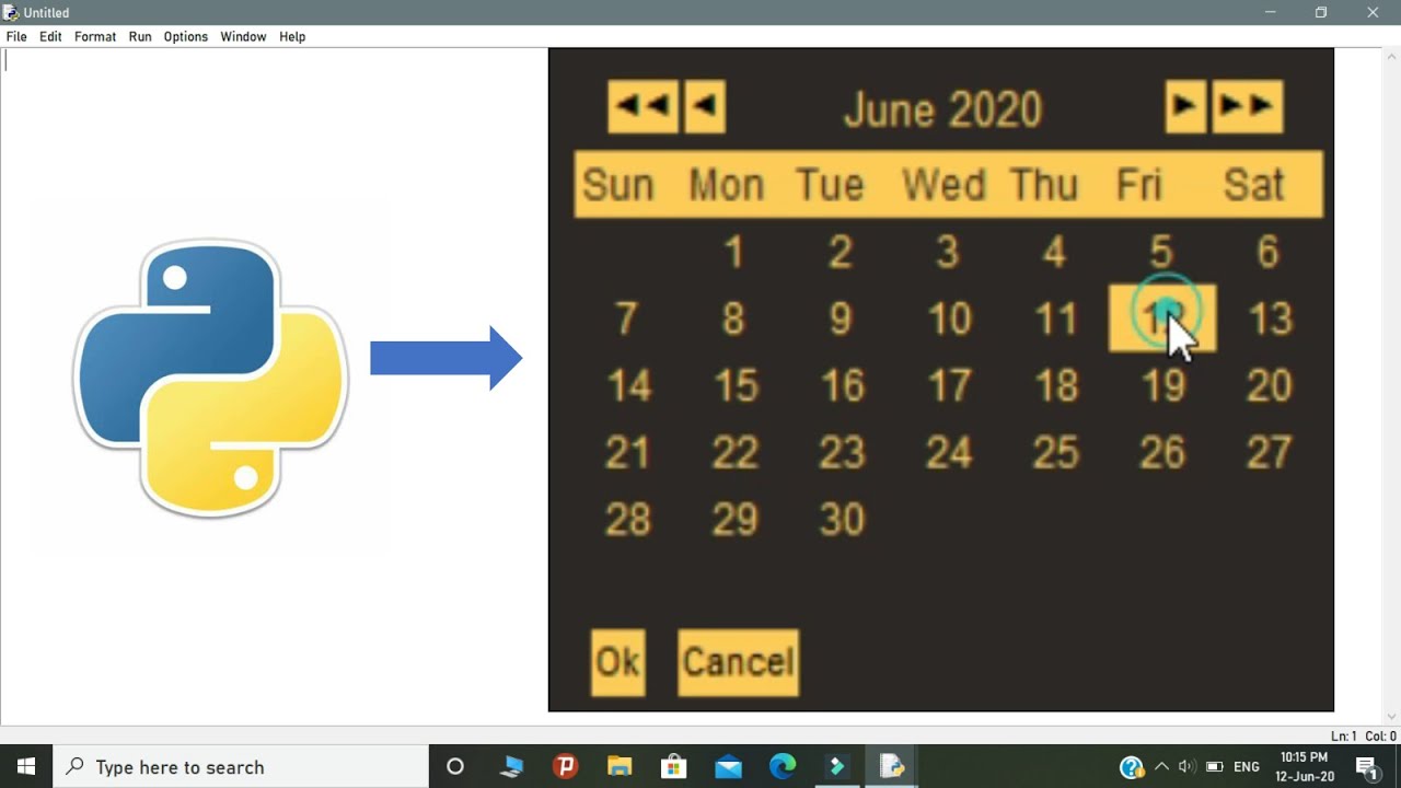 | How to Create a GUI Calendar using python( 8 lines) | | AK | - YouTube