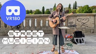 8K VR180 - Beautiful Voice Street Musician