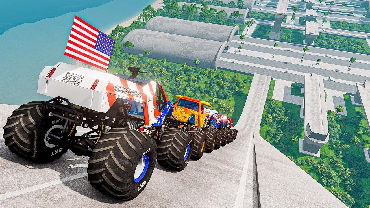 Epic High Speed Monster Jumps #014 | Monster Trucks & Cars - Beamng Drive