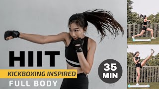 35 MIN Full Body Kickboxing HIIT #V1 + Core Workout (No Equipment) // 35分钟全身高强度拳击训练