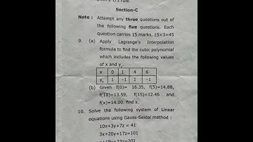 Numerical methods bca 5th semester question paper 2024 #maashakumbhariuniversity #msu