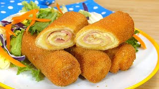 Rollitos de Jamón y Queso en Solo 2 Minutos😋¡Fáciles y Rápidos!