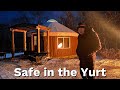 Winter camping in a yurt tons of animals