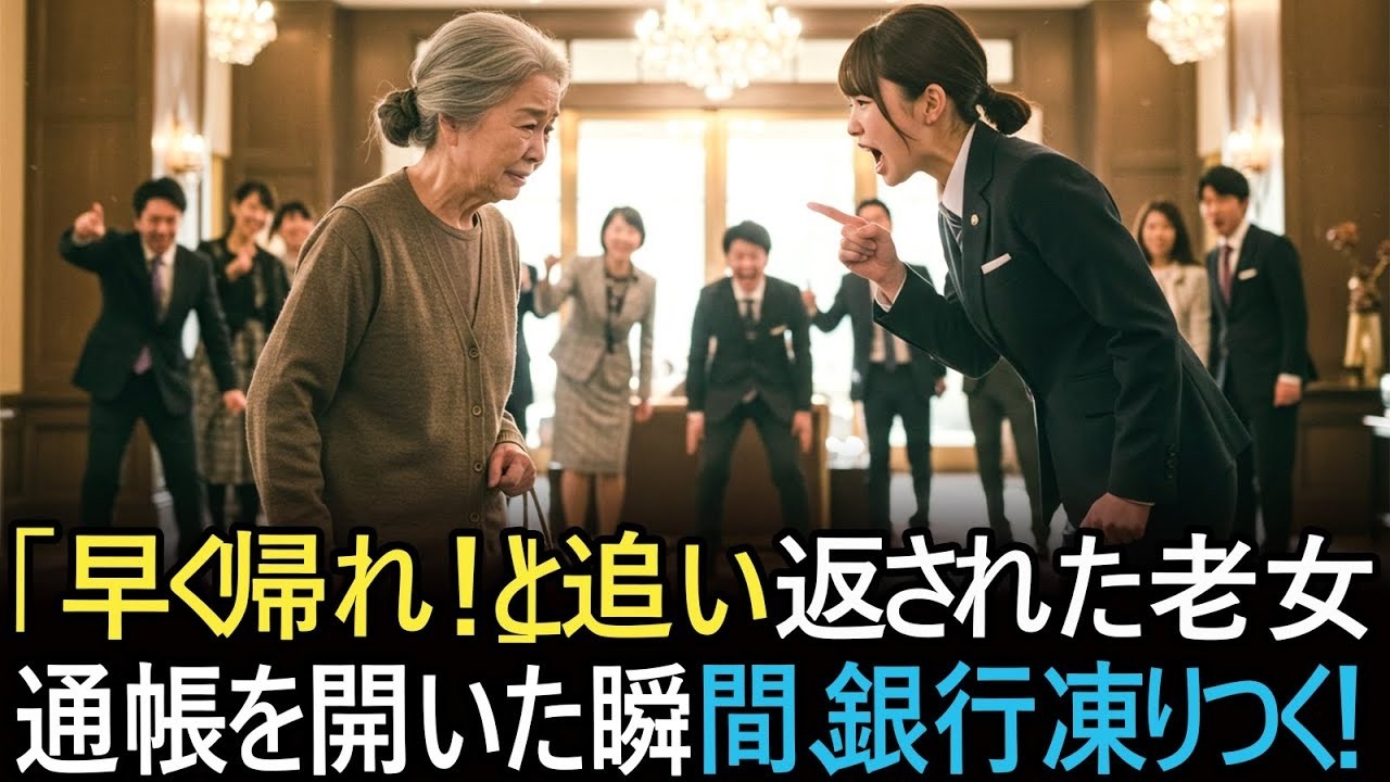 「貧乏婆だｗ」と銀行員に嘲笑された老女――だが通帳を開いた瞬間、5億円残高に支店大混乱！