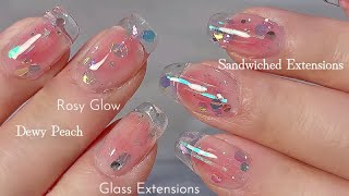  [Glass French] Trying Sandwich Dual Forms for Dewy Peach Ombre & Rosy Glow Nails 🍑/ASMR