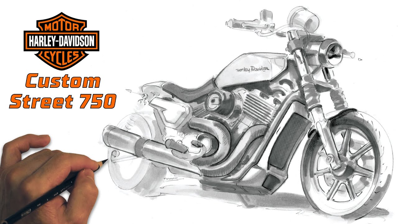 Harley Davidson bike drawing very easy  How to draw A Bike step by step  easy  YouTube