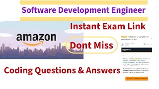 Amazon New Coding Answers | Live Assessment |SDE | Instant Exam Link | Free Exam Answers |Coding