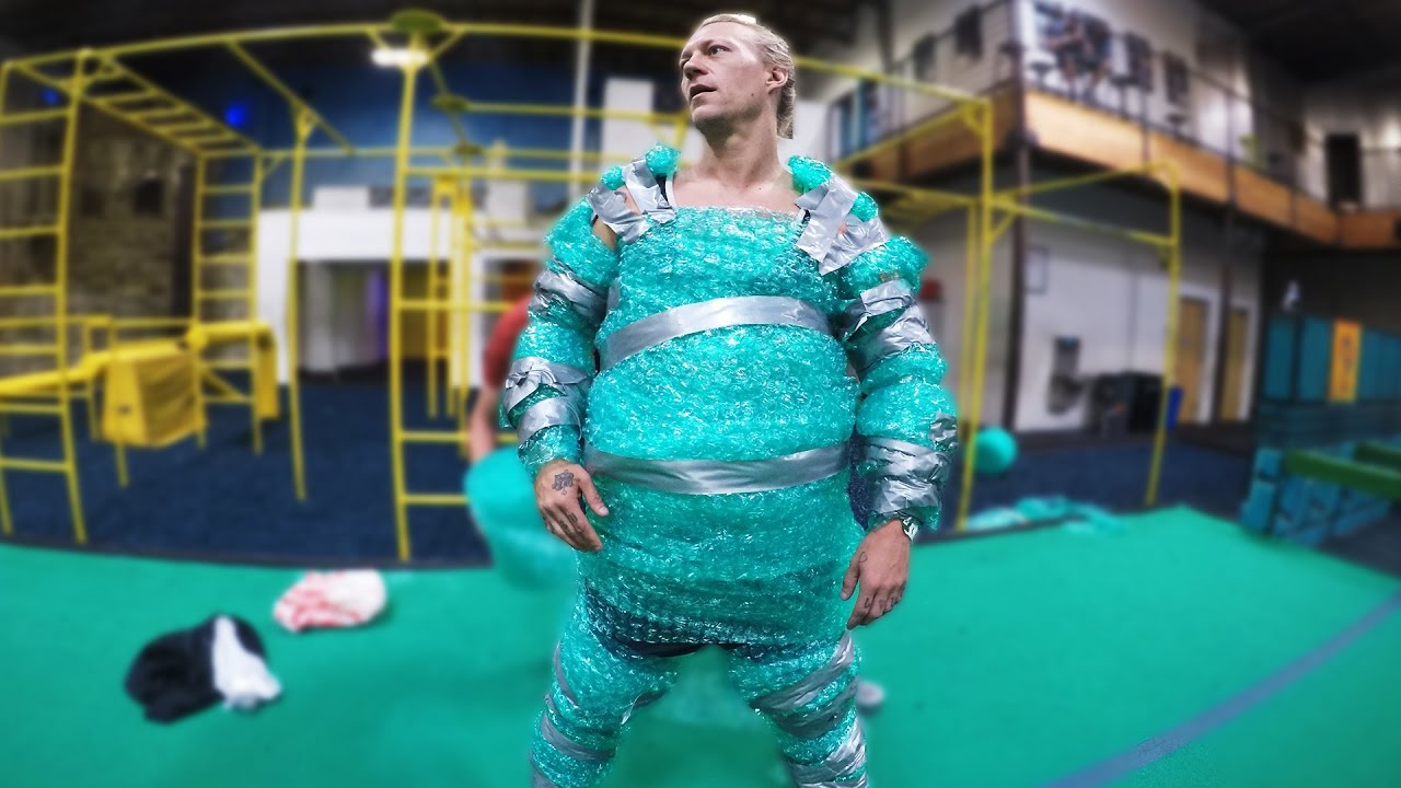 Bubble Wrap Suit Trampoline Tricks! 