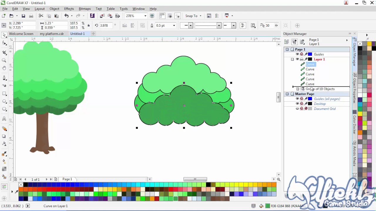 How To Create A Tree 2d Game Art Tutorial Corel Draw Youtube