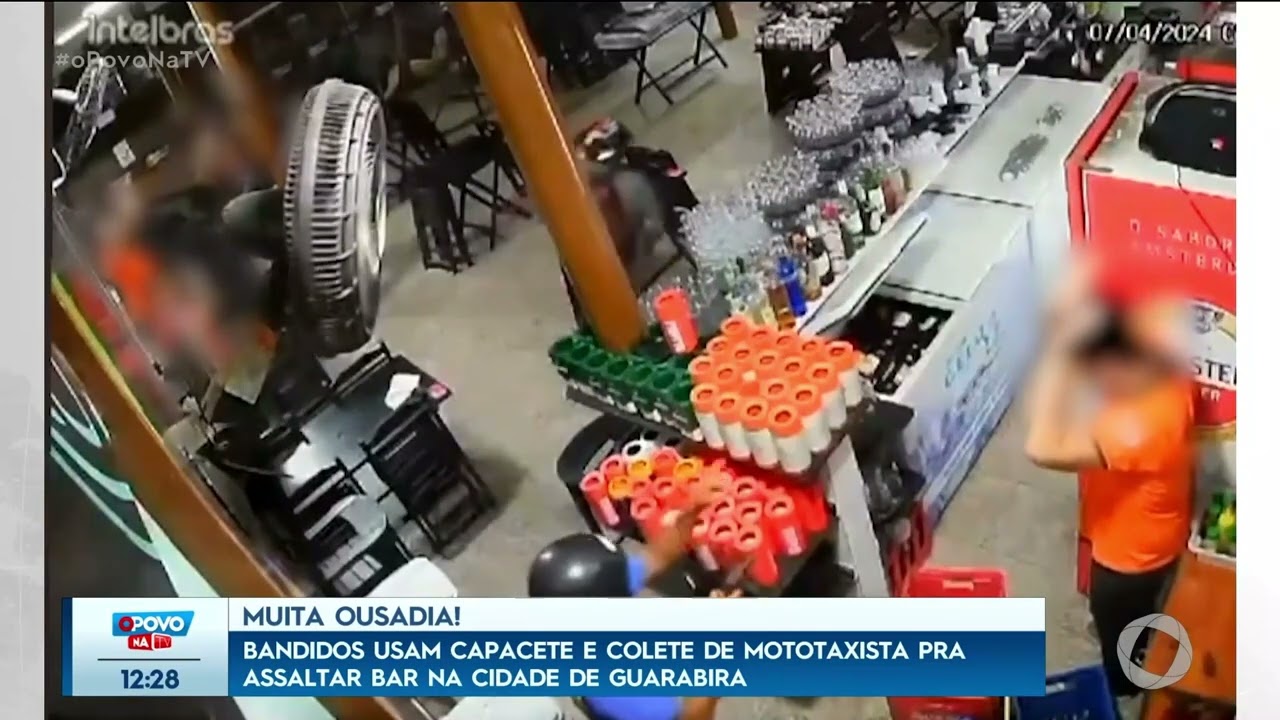 Bandidos usam capacete e colete de mototaxista para assaltar bar em Guarabira - O Povo na TV