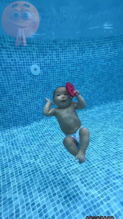 Cute Baby swimming in pool 🌞