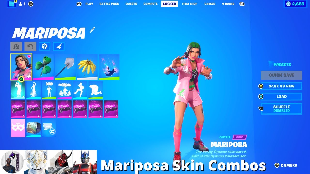 Mariposa Skin Combos (Fortnite Battle Royale) YouTube