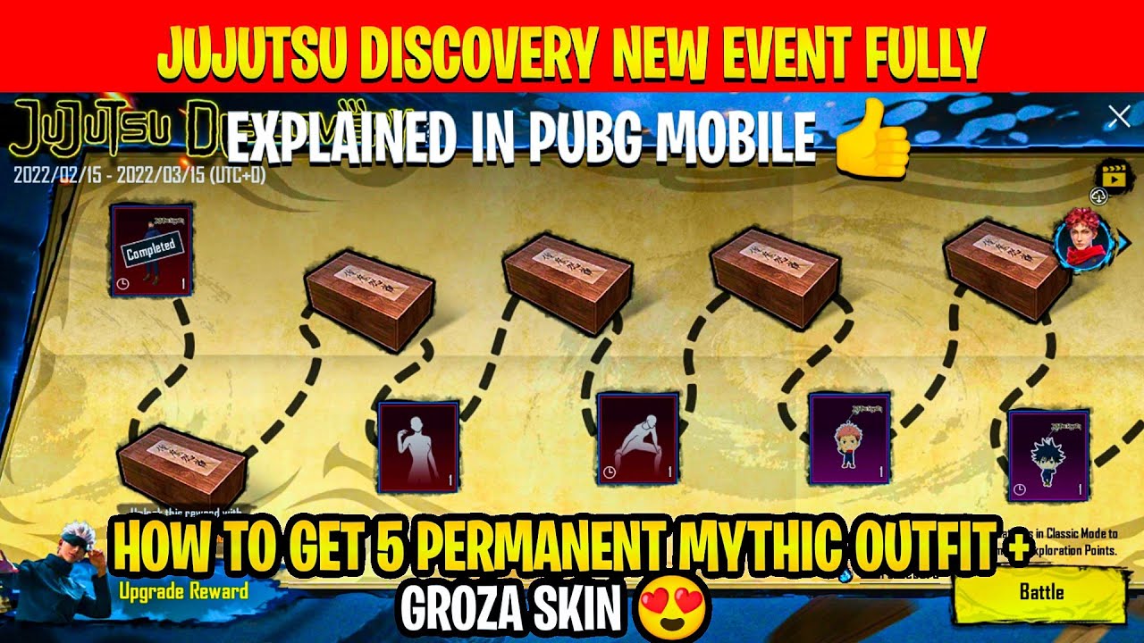 JUJUTSU DISCOVERY EVENT PUBG | JUJUTSU DISCOVERY NEW EVENT FULLY EXPLAINED IN PUBG MOBILE | MYTHIC ?