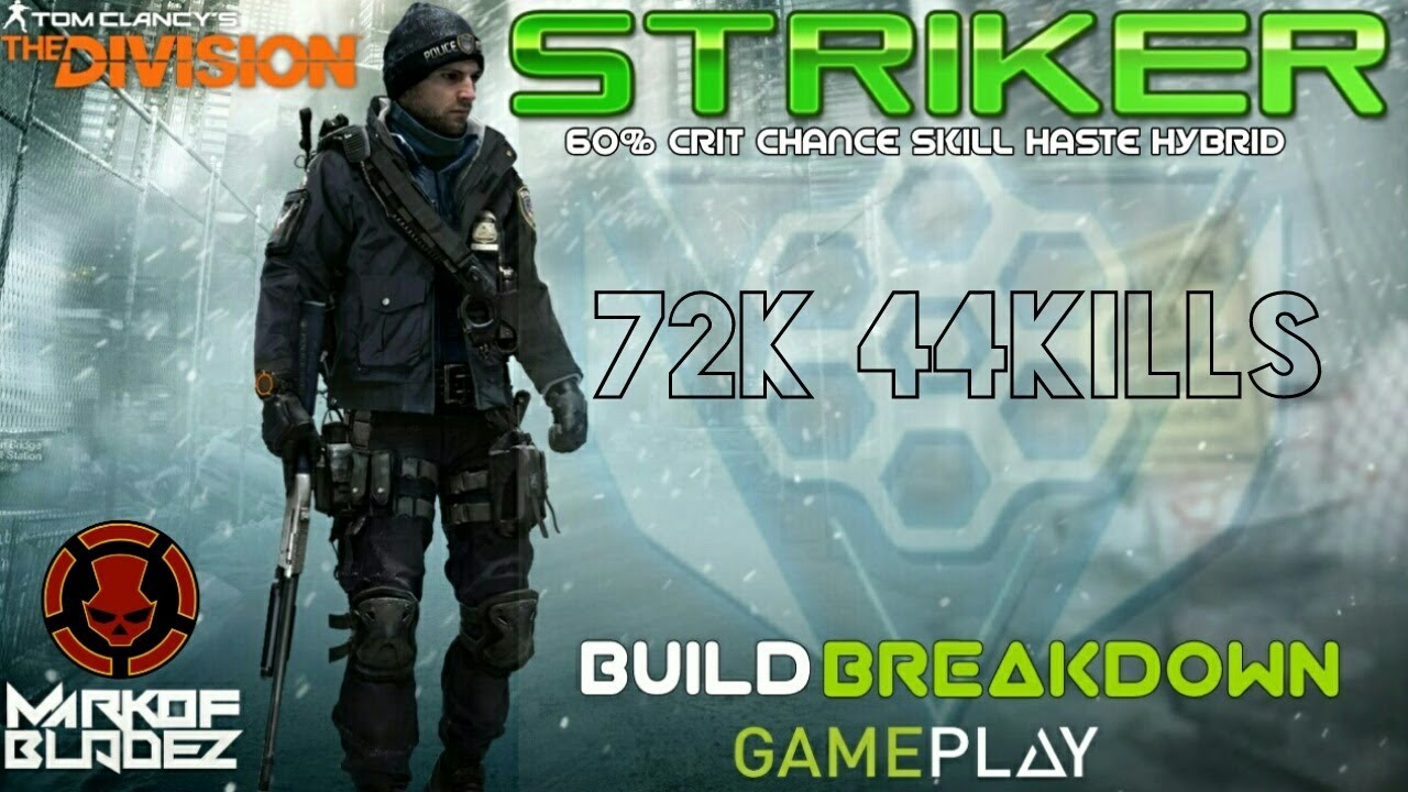 The Division 1.6.1 BEST STRIKER skill haste dps build. MAX CRIT CHANCE  72k 44 kills gameplay