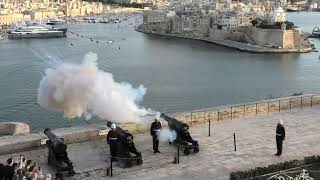 Valletta Upper Barraka Gardens Cannon Slow Motion.