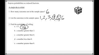 Math 209 : 3.1 #1, #2, #3 (Statistics Tutorial : Probability Introduction)
