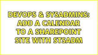 Famous DevOps & SysAdmins: Add a Calendar to a SharePoint Site with STSADM Net Worth