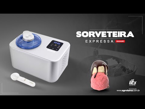 Vídeo de Sorveteira Expressa 1,2L Inox Sorvete Gelato Sorbet Açaí Frozen Yourgut