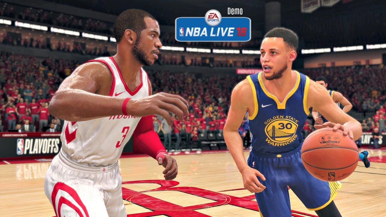 NBA Live 18 Demo Gameplay Golden State Warriors vs Houston Rockets Full Game (Updated Rosters!)