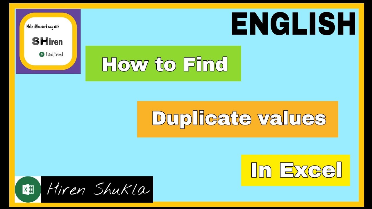 How To Find Duplicate Values In Excel English YouTube