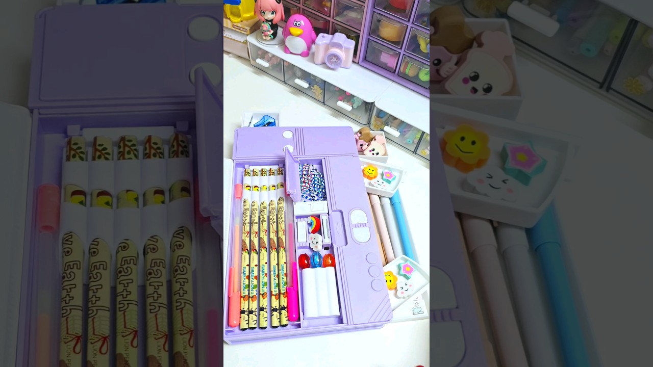 Filling my pencil box with cute stationery ✨️ 💕 