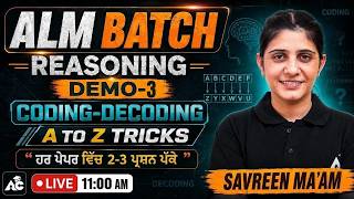 PSPCL ALM 2026 | Reasoning | Coding-Decoding | Demo Class-3 | A to Z Tricks | Savreen Ma’am