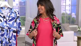 Cuddl Duds Regular Flexwear Button-Front Getaway Caftan on QVC