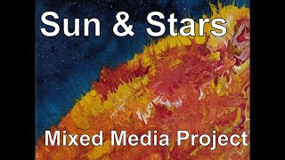 Sun And Stars | Simple And Easy | Brush Work &amp; Acrylic Pour | Timelapse