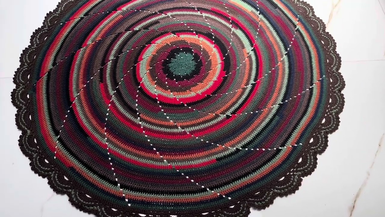 TAPETE REDONDO MODELO ESPIRAL EM CROCHÊ 🧶 