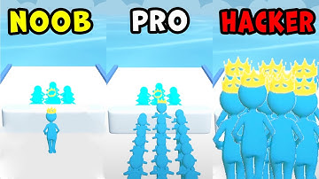 NOOB vs PRO vs HACKER in Crowd Battle 3D: Muscle Push
