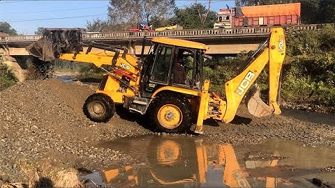 Backhoe Loader 4x4 Making Dam In River Side / JCB Backhoe Loader Machine Working Video