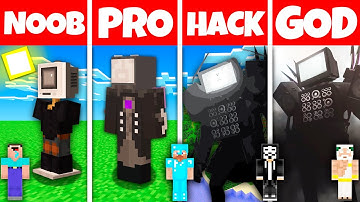 Minecraft Battle: NOOB vs PRO vs HACKER vs GOD TV TITAN SKIBIDI TOILET House BUILD Animation