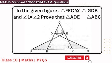 In the given figure , △FEC congruent to △ GDB and ∠1=∠2 Prove that △ADE similar to △ABC #cbse10th