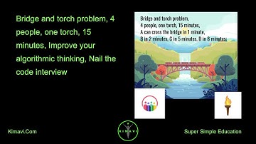 Bridge and torch problem, 4 people, one torch, 15 minutes, Improve your algorithmic thinking, Nai...