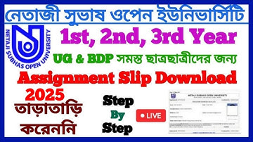 UG & BDP Online Assignment Slip Download Full Process Step By Step 2025 NSOU