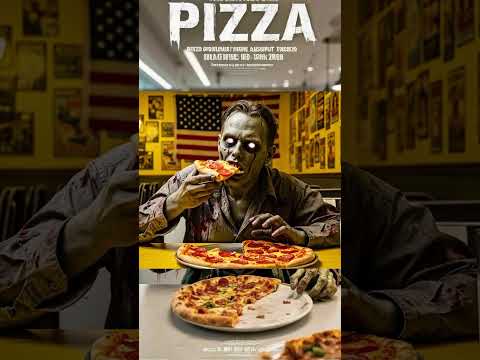 زومبي يأكل البيتزا في مطعم منتصف الليل مخيف الولايات المتحدة الأمريكية مخيف زومبي