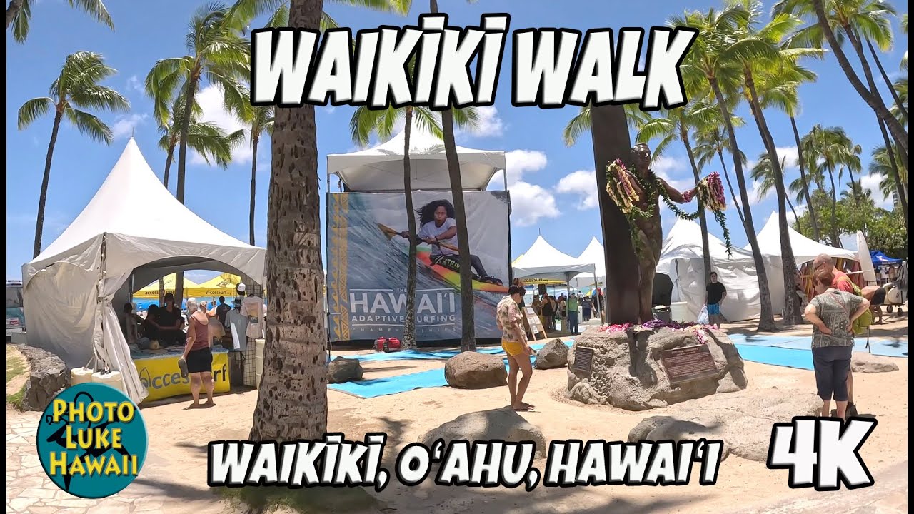 Walk Place Waikiki Walk Monsarrat Ave to International Market Place Mitsuwa 4K60 ...