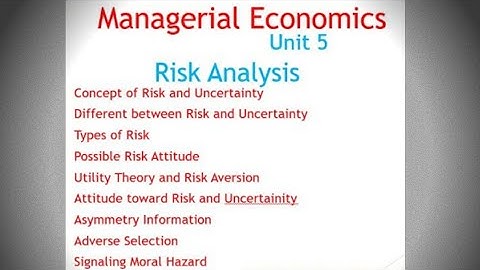 Managerial Economic/ Unit 5/ Risk analysis/MBS/MBA/MBM